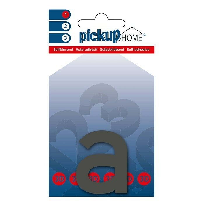 Pickup 3D Home Huisnummer (Hoogte: 6 cm, Motief: a, Grijs, Kunststof, Zelfklevend)