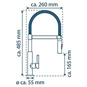 Camargue Spültischarmatur (Edelstahl, Matt, Geschirrbrause verstellbar)
