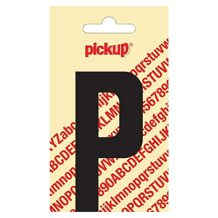 Pickup Aufkleber - Motiv: P, Schwarz, Höhe: 90 mm - Aufkleberbogen mit dem Buchstaben "P" in schwarzer Schrift, ideal zum Beschriften und Dekorieren verschiedener Oberflächen.