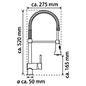 Camargue Merida Spültischarmatur (Niederdruck, Edelstahl, Matt, Spiralfeder)