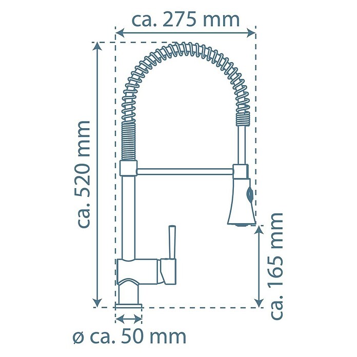 Camargue Merida Spültischarmatur (Niederdruck, Chrom, Glänzend, Spiralfeder)