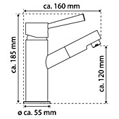 Camargue Merida Waschtischarmatur (Edelstahloptik, Matt, Auslauf drehbar)
