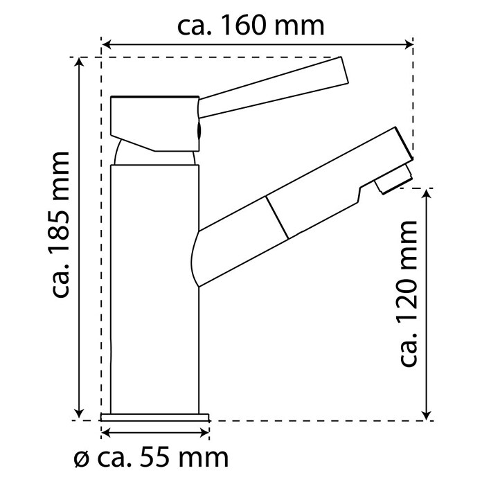 Camargue Merida Waschtischarmatur (Geeignet für: Drucklose Untertischgeräte, Niederdruck, Chrom)