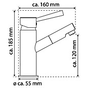 Camargue Merida Waschtischarmatur (Geeignet für: Drucklose Untertischgeräte, Niederdruck, Chrom)