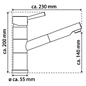 Camargue Merida Spültischarmatur (Niederdruck, Chrom, Glänzend, Geschirrbrause herausziehbar)