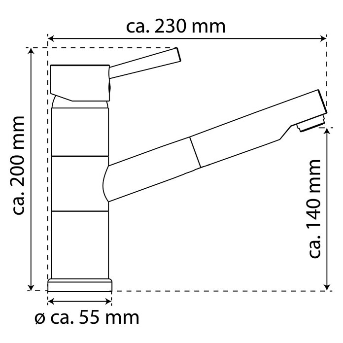 Camargue Merida Spültischarmatur (Niederdruck, Edelstahl, Matt, Geschirrbrause herausziehbar)