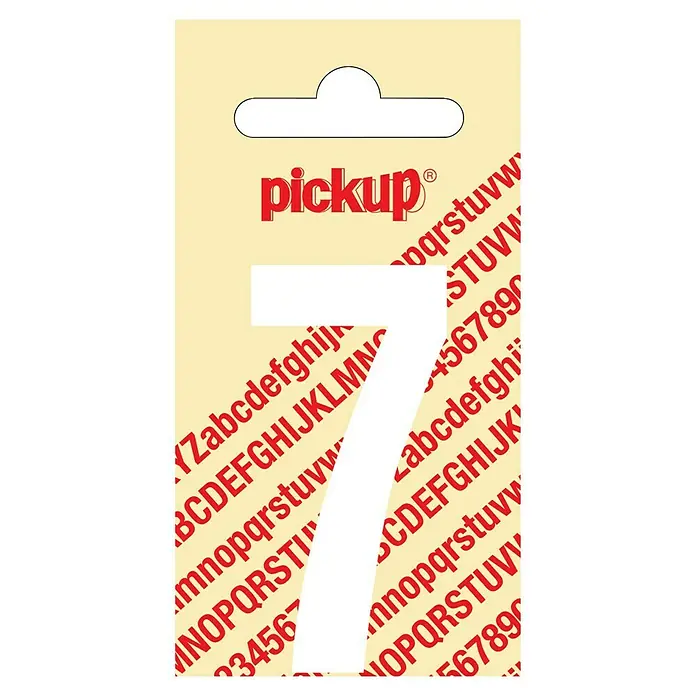 Pickup Aufkleber - Motiv: 7, Weiß, Höhe: 60 mm - Aufkleberbogen mit der Zahl 7, ideal zum Basteln und Dekorieren, mit rotem Buchstabenmuster.