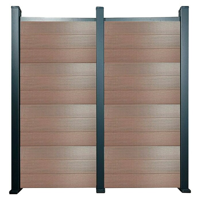 Dioco Valla Smartwall doble (An x Al: 360 x 200 cm, IPE/Antracita, Aluminio/WPC) | BAUHAUS