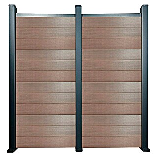 Dioco Valla Smartwall doble (An x Al: 360 x 200 cm, IPE/Antracita, Aluminio/WPC)