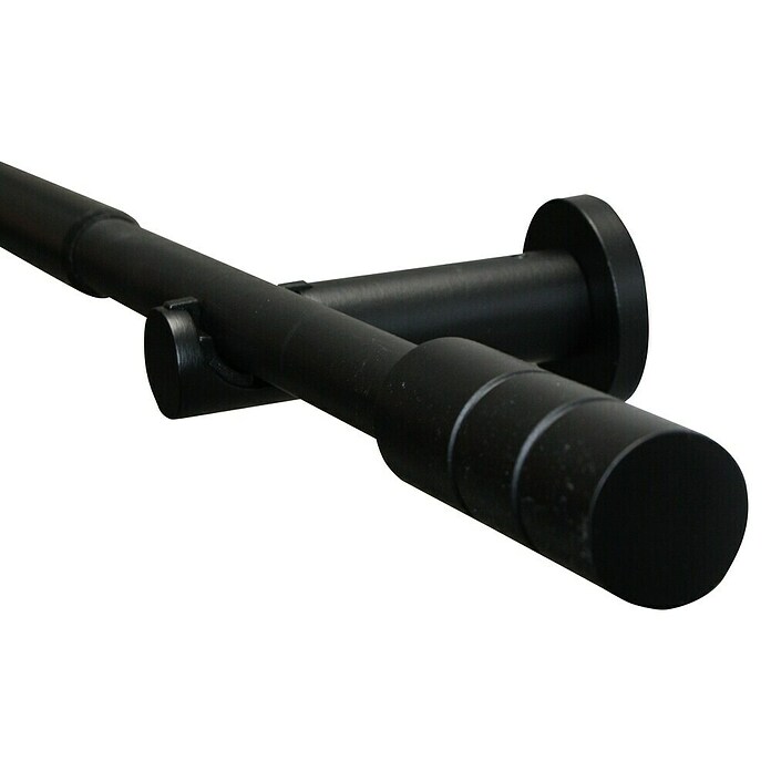 Gardinia Stilgarnitur Kreta Zylinder (Länge Gardinenstange: 190 cm - 340 cm, Schwarz) | BAUHAUS
