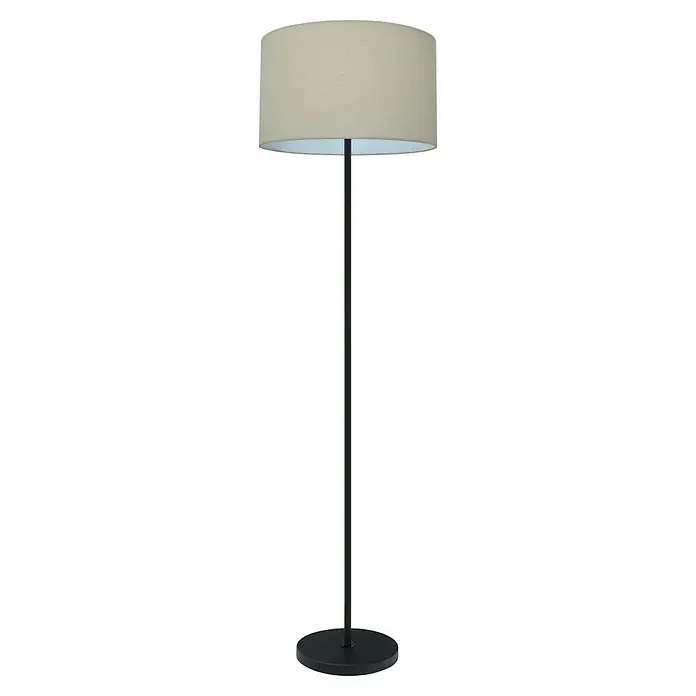 Tween Light Stehleuchte Nava - 40 W, Höhe: 146 cm, Schwarz, Beige, E27 - Stehleuchte mit zylindrischem cremefarbenem Stoffschirm und schlankem schwarzem Metallstiel und rundem Fuß.