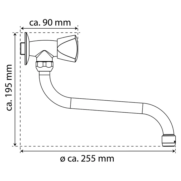 Mixomat Kaltwasser-WandventilChrom, Auslauf schwenkbar