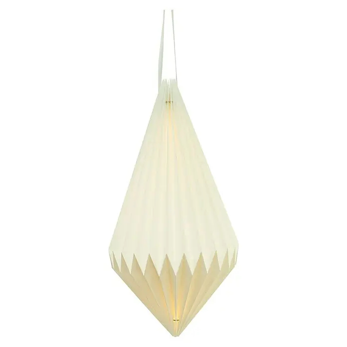 Starlux Hängelampe Laterne - L x B x H: 25 x 25 x 40 cm, Weiß - Bild einer dekorativen, elfenbeinfarbenen Papierlaterne in Diamantenform, ideal für stilvolle Innenbeleuchtung und als Blickfang in jedem Raum.
