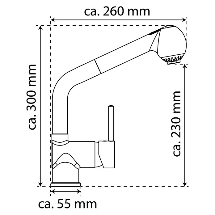 Camargue Spültischarmatur Padua (Farbe: Chrom, Geschirrbrause herausziehbar, Glänzend)