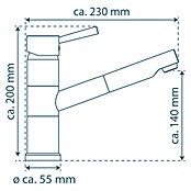 Camargue Merida Spültischarmatur (Chrom, Auslauf herausziehbar, Glänzend)