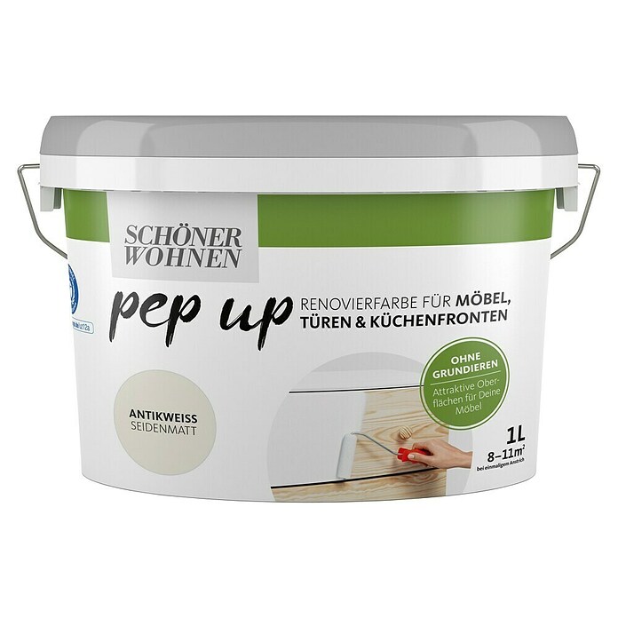Schöner Wohnen Pep up Renovierfarbe Möbel (Antikweiß, 1 l, Seidenmatt)