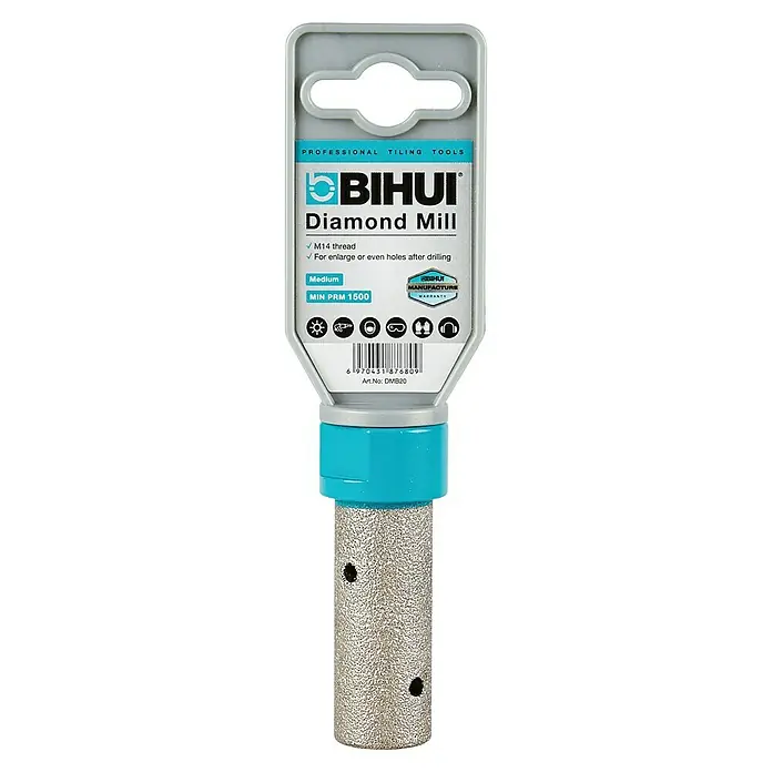 Bihui Hohlbohrkrone DMB - Durchmesser: 20 mm, Geeignet für: Keramik - BIHUI Diamantfräse mit M14 Gewinde, diamantbeschichtet, für Locherweiterung oder Ausrichtung.