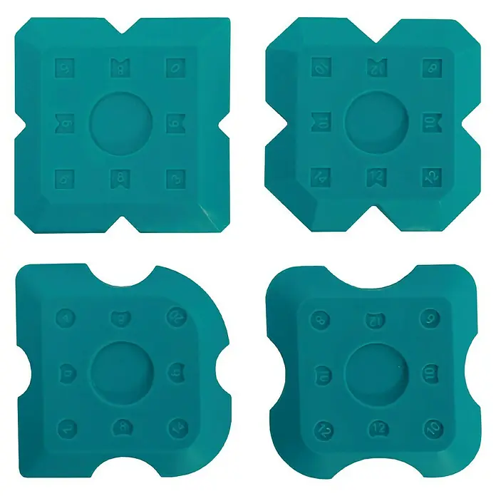 Bihui Fugenglätter-Set TCAKK2 - Kunststoff, 4 -tlg. - Vier blaugrüne Silikon-Fugenabzieher mit verschiedenen Kanten und Radien zum Glätten von Dichtstoffen.