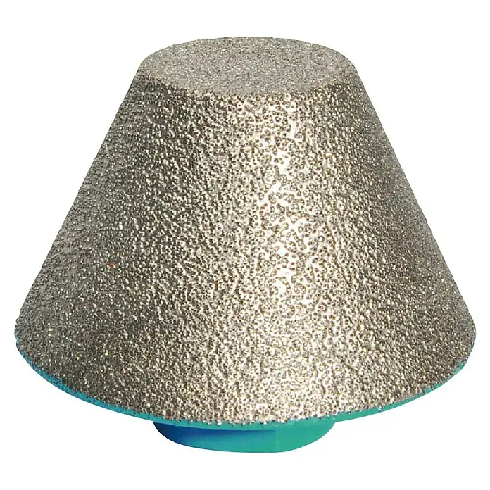 Bihui Diamant-Kegelsenker DMF2048 - Metall, Durchmesser Bohrloch: 20 mm - 48 mm - Konischer, silberner, körniger Schleifkopf mit blauem Sockel.