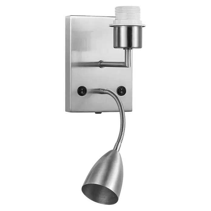 Home Sweet Home Wandleuchte Read - 40 W, L x B x H: 11 x 15 x 17 cm, Stahl matt, E27 - Wandleuchte mit flexiblem Arm und E27 Fassung, ideal als Nachttischlampe oder Leseleuchte. Silbernes Finish für moderne Akzente.