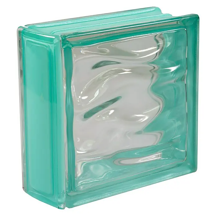 Fuchs Design Perfil de bloques de vidrio - Turquesa, 18 x 8 cm, Vidrio - Bloque de vidrio decorativo en un tono turquesa claro, ideal para acentos modernos e iluminación natural en la habitación.