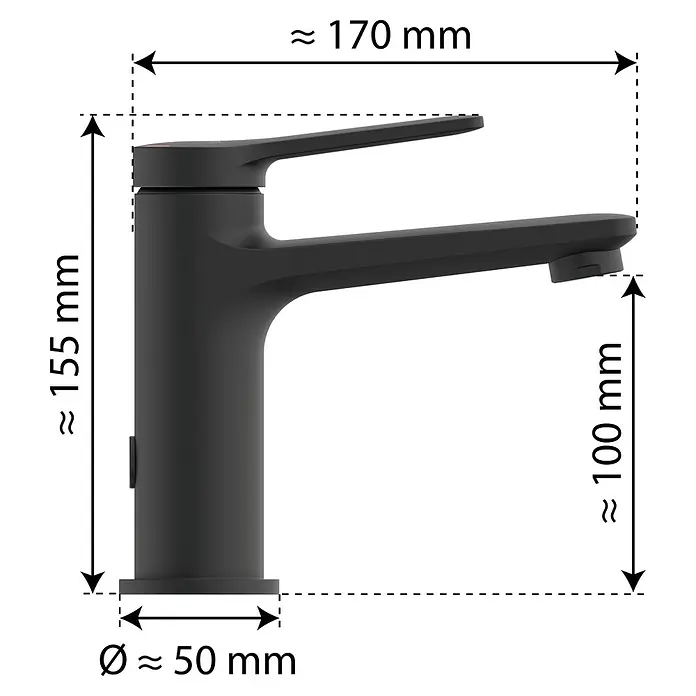 Camargue Waschtischarmatur Liana - Schwarz, Matt - Schwarze Armatur mit schlankem Design, ideal für moderne Badezimmer. Die Oberfläche ist matt und verleiht dem Produkt einen eleganten Look.