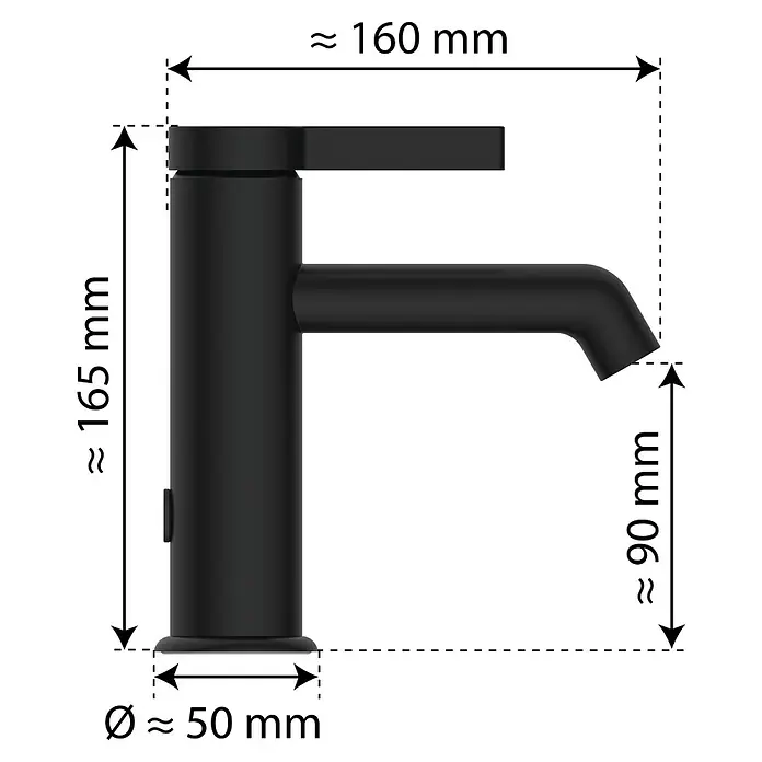 Camargue Waschtischarmatur Signo - Schwarz, Matt - Schwarzer Wasserhahn mit elegantem Design für moderne Badezimmer. Der Wasserhahn ist ein Blickfang für jedes Waschbecken.