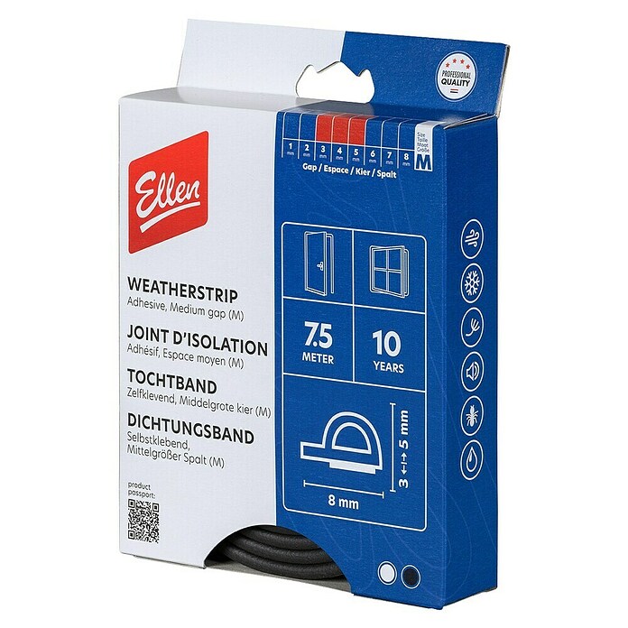 Tochtband P-profiel (Zwart, Lengte: 7,5 m) | BAUHAUS