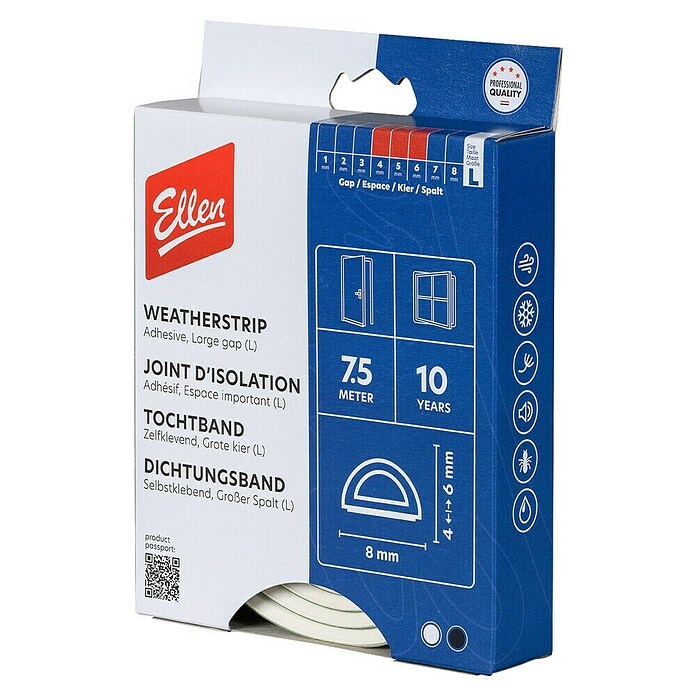 Tochtband D-profiel (Wit, Lengte: 7,5 m) | BAUHAUS