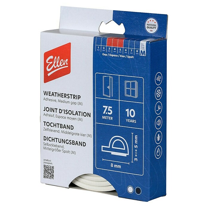 Tochtband P-profiel (Wit, Lengte: 7,5 m) | BAUHAUS
