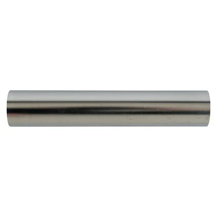 Barra para cortinas metálica - Ø x L: 28 mm x 150 cm, Metal, Plateado - Un tubo metálico cilíndrico brillante sobre un fondo blanco, ideal para representaciones técnicas o industriales.