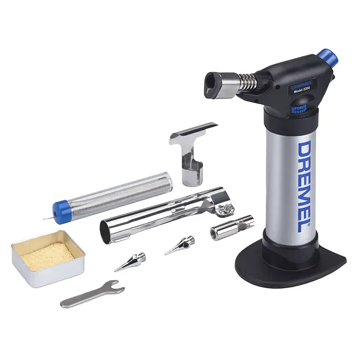 Dremel VersaFlame Hochleistungslötgerät 2200-5 - Geeignet für: Butangas - Dremel VersaFlame: Ein vielseitiger, stationärer Brenner für sicheres und präzises Löten, Heißluft- und Flammarbeiten mit verschiedenen Aufsätzen.