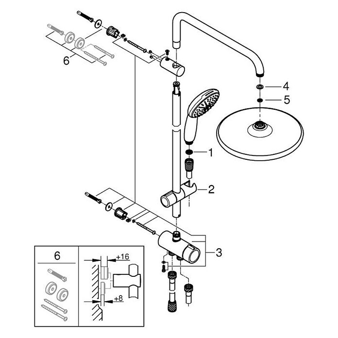 Grohe Doucheset met handdouche (Gatafstand: 62 cm) | BAUHAUS
