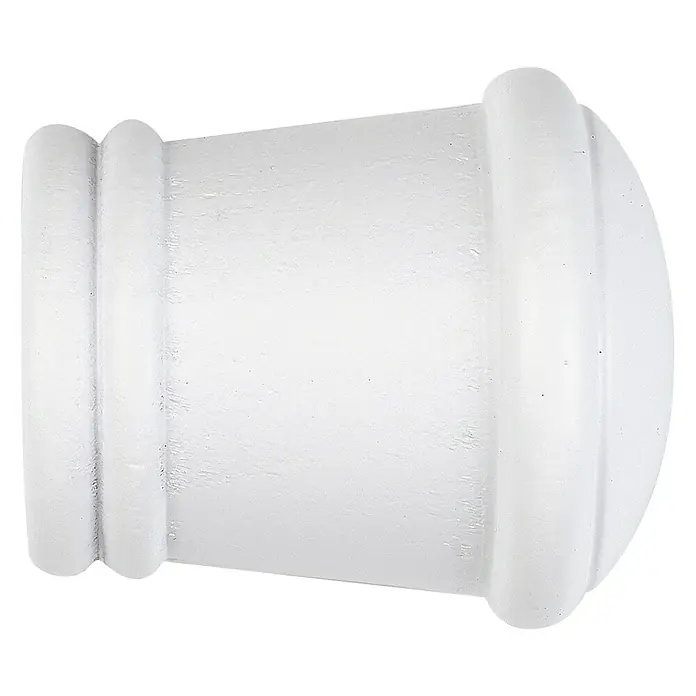 Tapa final Ideas wood blanco - 2 ud. - Primer plano de un terminal decorativo blanco para una barra de cortina, que añade un toque elegante a cualquier habitación.