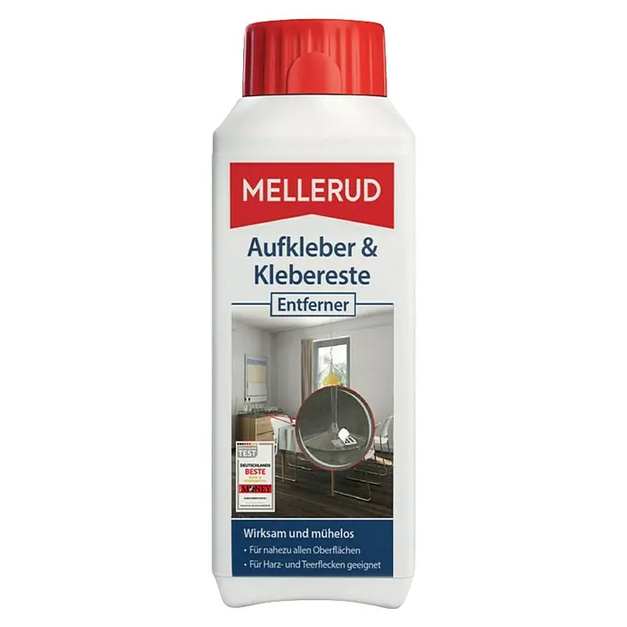 Mellerud Aufkleber-Kleberesteentferner - 250 ml - Produktbild von MELLERUD Aufkleber & Klebereste Entferner, einem Spezialreiniger zur Entfernung von Aufkleber- und Kleberückständen.