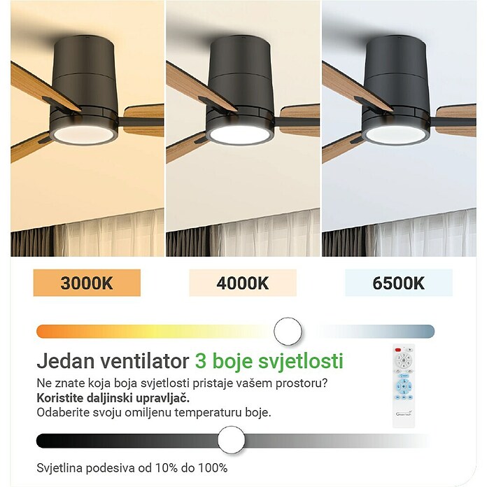 Green Tech Stropni ventilator  (Promjer: 106,7 cm, 35 W, Boja: Crna) | BAUHAUS