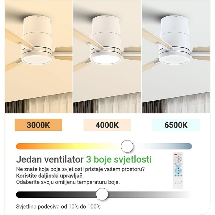 Green Tech Stropni ventilator  (Promjer: 106,7 cm, 35 W, Boja: Bijela) | BAUHAUS