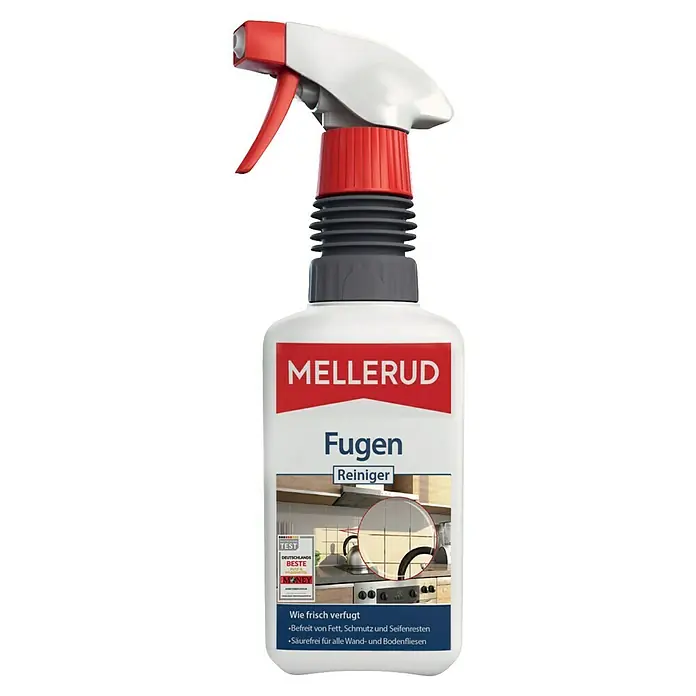 Mellerud Fugenreiniger - 500 ml, Flasche mit Sprühpistole - Sprühflasche Mellerud Fugen Reiniger, ein Reinigungsmittel zur effektiven und säurefreien Reinigung von Fugen und Fliesen im Haushalt.