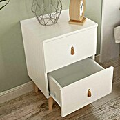 Meka Block Mesita de noche K-689 (L x An x Al: 34 x 40,2 x 61,6 cm, Blanco poro, Número de cajones: 2 ud.) | BAUHAUS