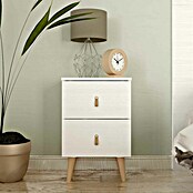 Meka Block Mesita de noche K-689 (L x An x Al: 34 x 40,2 x 61,6 cm, Blanco poro, Número de cajones: 2 ud.) | BAUHAUS