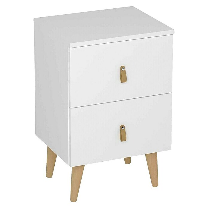 Meka Block Mesita de noche K-689 (L x An x Al: 34 x 40,2 x 61,6 cm, Blanco poro, Número de cajones: 2 ud.) | BAUHAUS