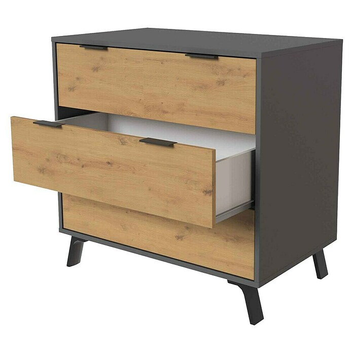 Meka Block Cómoda K-629 (L x An x Al: 48 x 80 x 78,2 cm, Gris París/Roble Albar, Número de cajones: 3 ud.) | BAUHAUS