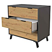 Meka Block Cómoda K-629 (L x An x Al: 48 x 80 x 78,2 cm, Gris París/Roble Albar, Número de cajones: 3 ud.) | BAUHAUS
