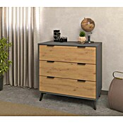 Meka Block Cómoda K-629 (L x An x Al: 48 x 80 x 78,2 cm, Gris París/Roble Albar, Número de cajones: 3 ud.) | BAUHAUS