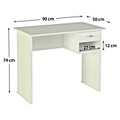 Meka Block Mesa de escritorio K-9453 (L x An x Al: 50 x 90 x 74 cm, Blanco) | BAUHAUS