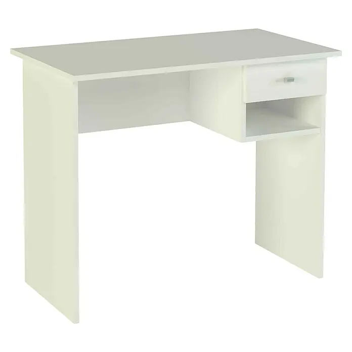 Meka Block Mesa de escritorio K-9453 - L x An x Al: 50 x 90 x 74 cm, Blanco - Escritorio claro con cajón y estante, ideal para la oficina en casa. Diseño sencillo para interiores modernos.