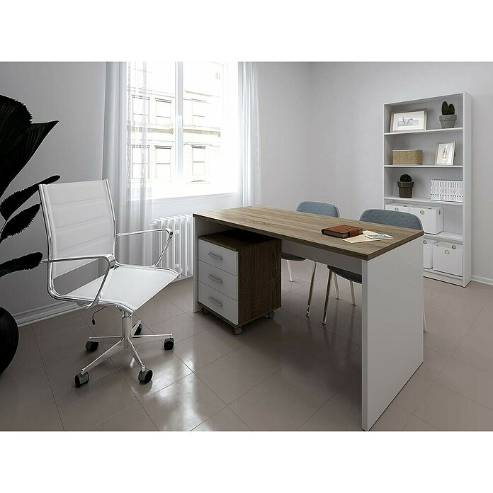Meka Block Cajonera con ruedas K-906 (L x An x Al: 44 x 45,5 x 58 cm, Roble Cortez/Blanco, Número de cajones: 3 ud.) | BAUHAUS