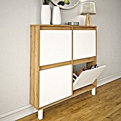 Meka Block Zapatero K-304 (L x An x Al: 20 x 110 x 110 cm, Roble Albar/Blanco Poro, Número de compartimentos: 4 ud.) | BAUHAUS