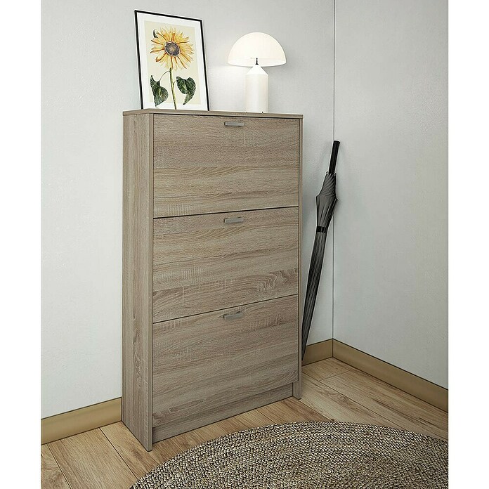 Meka Block Zapatero K-30 (L x An x Al: 25 x 70 x 120 cm, Roble Cortez, Número de compartimentos: 3 ud.) | BAUHAUS
