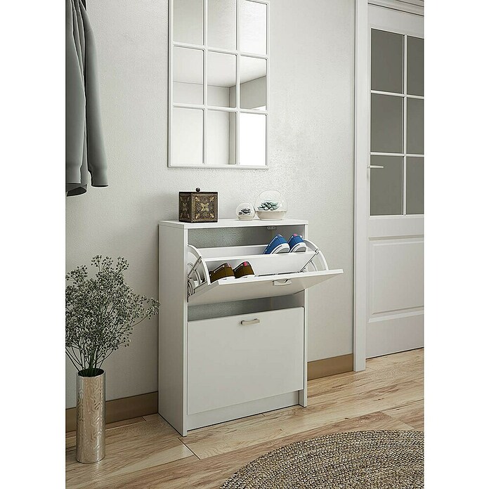 Meka Block Zapatero K-30 (L x An x Al: 25 x 60 x 81,6 cm, Blanco, Número de compartimentos: 2 ud.) | BAUHAUS